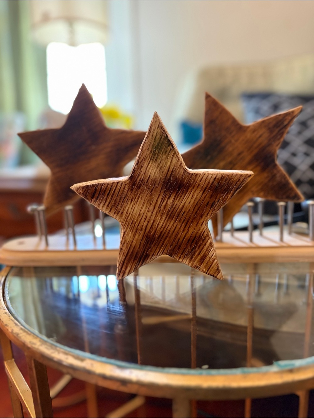 Hand-Cut Flame-Finished Solid Oak Wooden Pieces